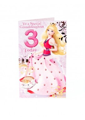 Princess Granddaughter 3rd Birthday Card