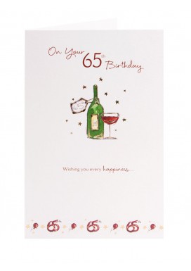 Bottle Of Wine 65th Birthday Card