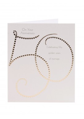Golden Heart 50th Wedding Anniversary Card