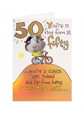 Cycling Guinea Pig 50th Birthday Card