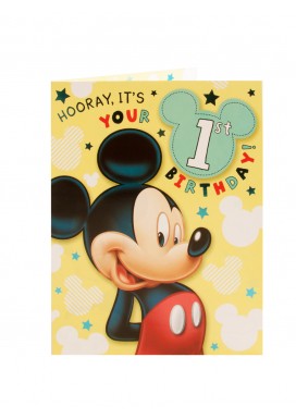 Large Mickey Mouse 1st Birthday Card