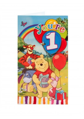 Winnie The Pooh & Friends 1st Birthday Card