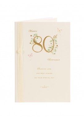 Delicate Flowers 80th Birthday Card