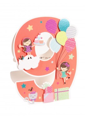 Girls & Sparkling Treats 9th Birthday Card
