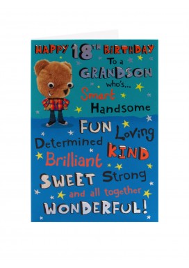 Happy 18th Birthday Card - For Grandson