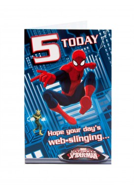 Pop Up Spider Man 5th Birthday Card