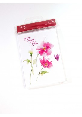 Simply Pink Flowers Thank You Cards - Set Of 10
