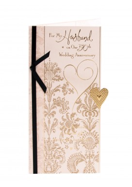 Golden Hearts 50th Wedding Anniversary Card
