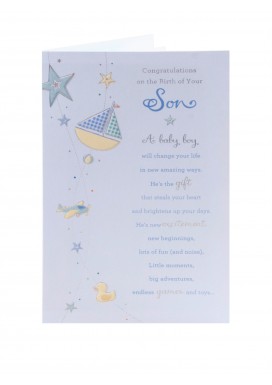 Birth of Son New Baby Card