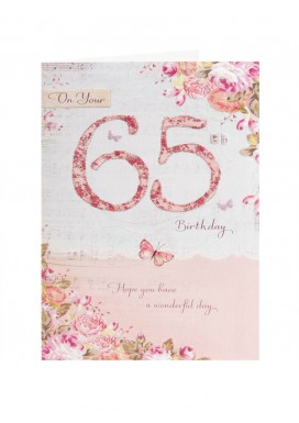 Glittering Flowers 65th Birthday Card