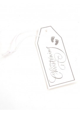 White And Silver Christening Gift Tag