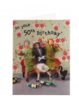 Lenticular Dancing Dolls 50th Birthday Card