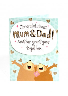 Pop Out Celebrating Bears Anniversary Card -  For Mum And Dad