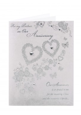 Silver Hearts Partner Anniversary Card