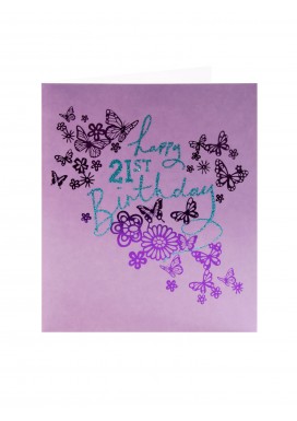 Simply Purple Butterflies 21st Birthday Card
