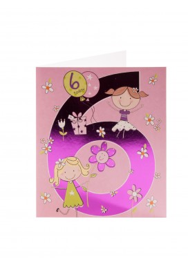 Simply Angel Girl Age 6 Birthday Card