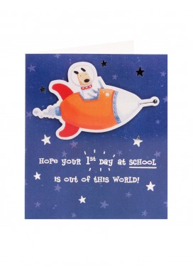Space Dog First Day At School Card