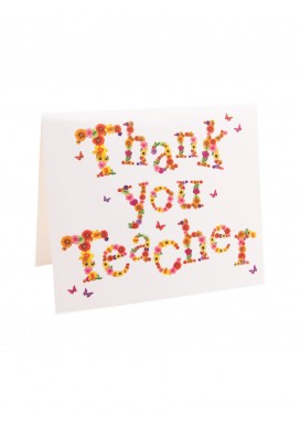 Colourful Flowers Thank You Teacher Card
