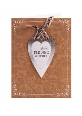 Silver Heart Wedding Acceptance Card