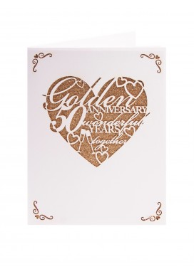Glittering Heart Golden Anniversary Card