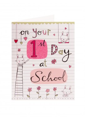 Bunny 1st Day At School Card