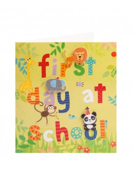 Jungle Animals First Day At School Card