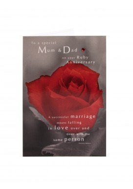 Vibrant Red Rose Ruby Anniversary Card