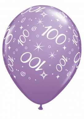  100th Birthday Assorted Round Latex Balloons 11" - 6 Pack