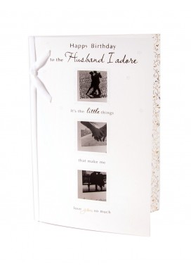 Silver Ribbon Photographic Husband Birthday Card