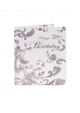 Silver Baroque 50th Birthday Card