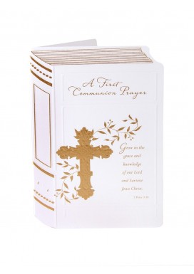 Gold Cross Prayer Book First Communion Card