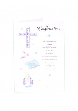 Cross Bible Bishop Hat Confirmation Card 