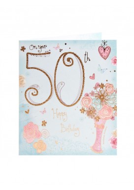 Sparkling Bouquet 50th Birthday Card