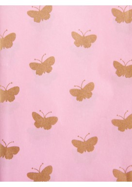 Gold Butterflies Pink Tissue Paper - 5 Pack
