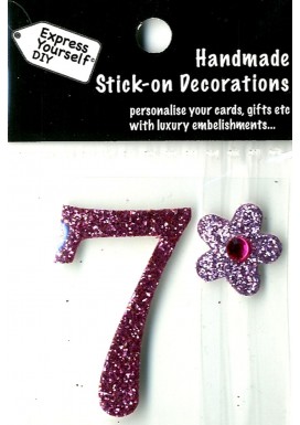 Handmade Stick On Numbers- Mini Pink Number 7