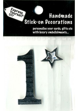 Handmade Stick On Numbers - Mini Silver Number 1