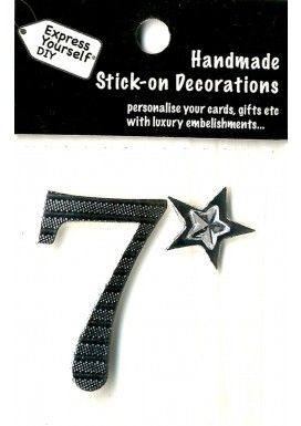 Handmade Stick On Numbers- Mini Silver Number 7