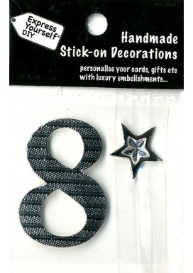 Handmade Stick On Numbers - Mini Silver Number 8