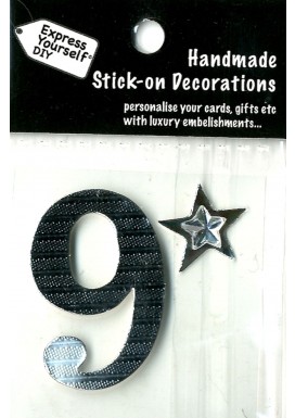 Handmade Stick On Numbers - Mini Silver Number 9