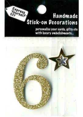 Handmade Stick On Numbers - Mini Gold Number 6