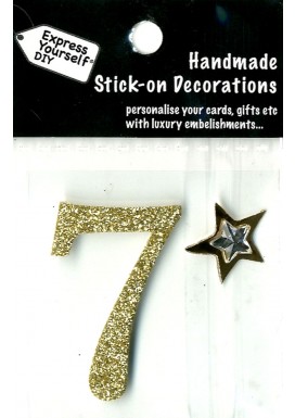 Handmade Stick On Numbers - Mini Gold Number 7