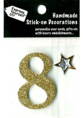 Handmade Stick On Numbers - Mini Gold Number 8