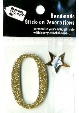Handmade Stick On Numbers - Mini Gold Number 0