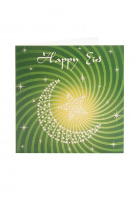 Eid Card Moon and Star Green