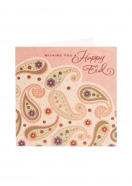 Pink Paisley Pattern Peace Eid Card