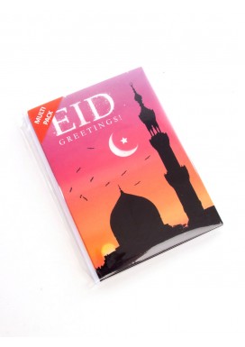 Mosque Outline Eid Greetings Card- 6 Pack