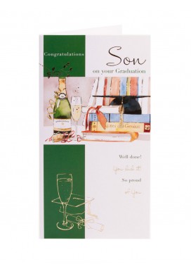 Green And Gold Graduation Card - For Son