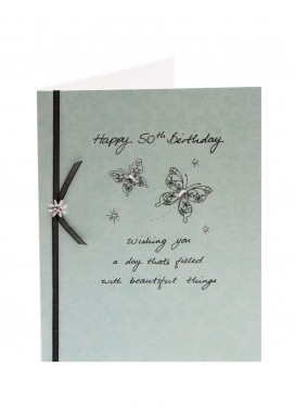 A La Mode Sparkle Sentiment 50th Birthday Card