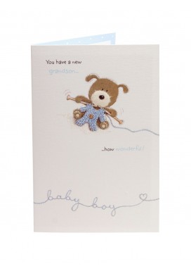 Woof The Dog New Grandson Congratulations Card
