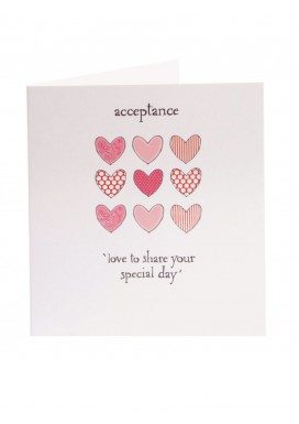 Love Heart Wedding Acceptance Card
